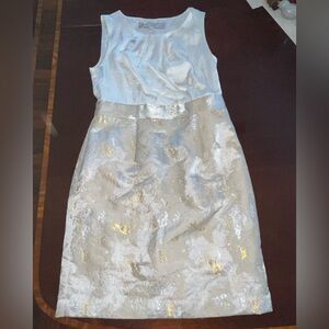 Lela rose x loft cocktail dress 8 Pleated gold sparkle dressy new nwt $98